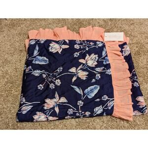 Go Wildling Well Dressed Wolf Boutique Navy Blue Pink Floral Beach Blanket Towel